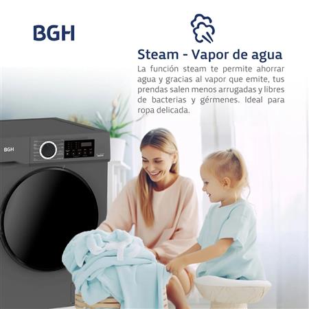 Lavarropas BGH BWFI08S24AR Carga Frontal 8kg Inverter Silver 
