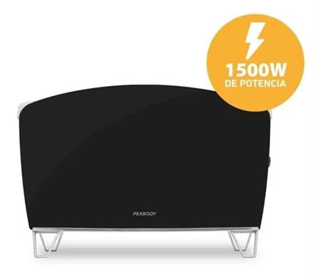 Radiador PEABODY PE-BVC15B Doble Vidrio 1500 Watt De Potencia Negro