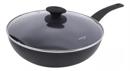 Wok VONNE SELECTA Aluminio Antiadherente 28CM Con Tapa Negro