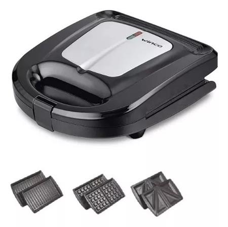 Sandwichera WINCO W-340  3 en 1 con Waflera Antiadherente 750w